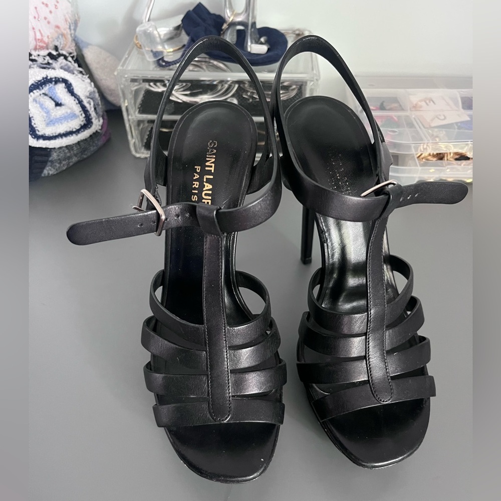 Saint Laurent black sandal platforms
